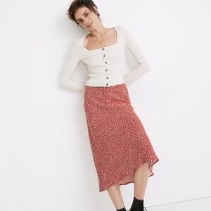 Madewell Drawstring Midi Slip Skirt in Park Picnic Size 6